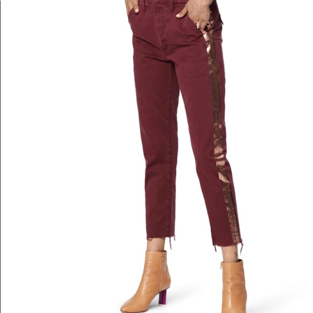 MOTHER The Shaker Prep High Waist Crop Chinos Red